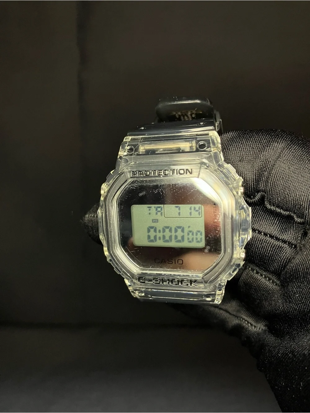 Custom G Shock Clear and Silver Dw5600